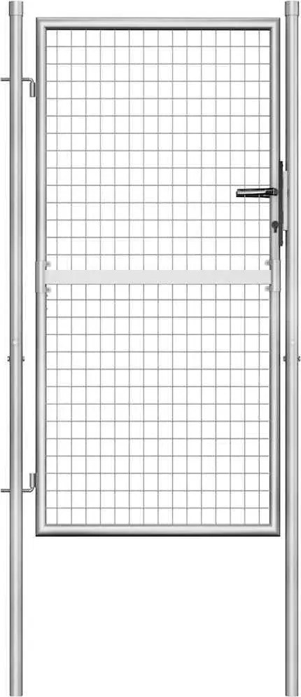 vidaXL Poartă de grădină din oțel galvanizat, argintiu, 100x150 cm