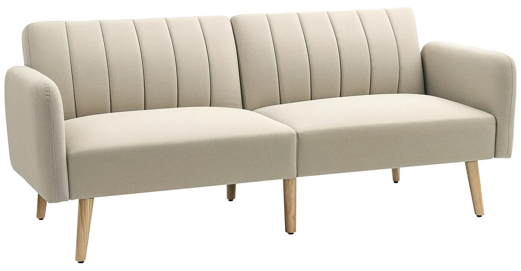 HOMCOM Canapea Extensibilă 2 Locuri Design Scandinavian Dossier Inclinabil 3 Poziții Picioare Lemn Aspect In Bej | Aosom Romania