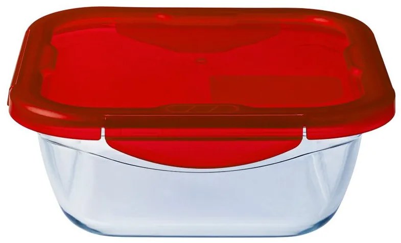Recipient patrat cu capac de plastic 0.8l