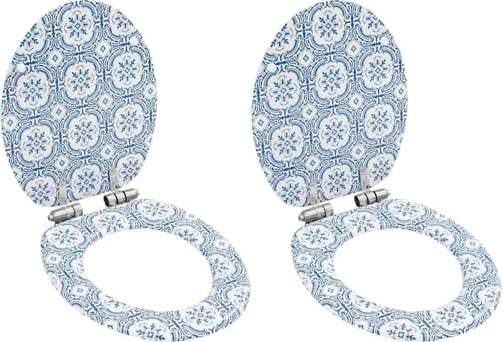 vidaXL Capace WC cu închidere silențioasă 2 buc. MDF design porțelan