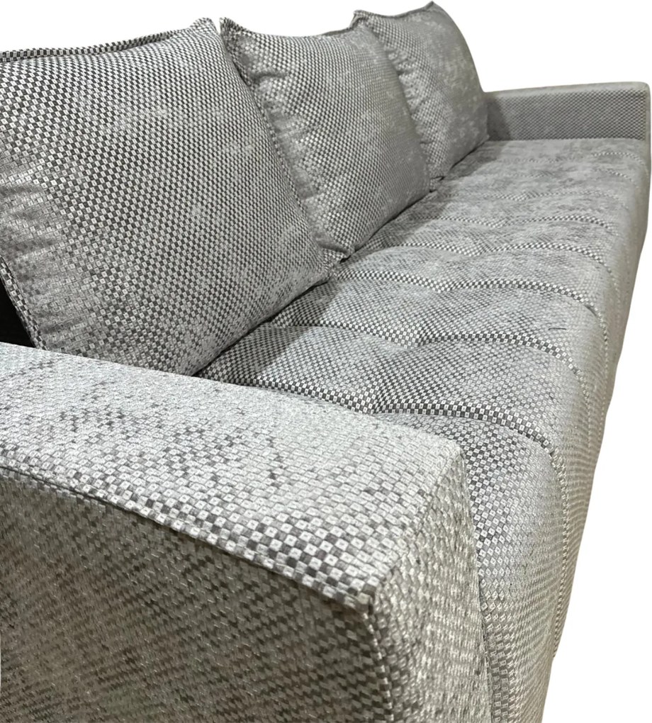 Canapea ZARA extensibila, 3 locuri, cu lada de depozitare, stofa gri lila , 220x95x80 Gri Lila, Stofa, 220 cm