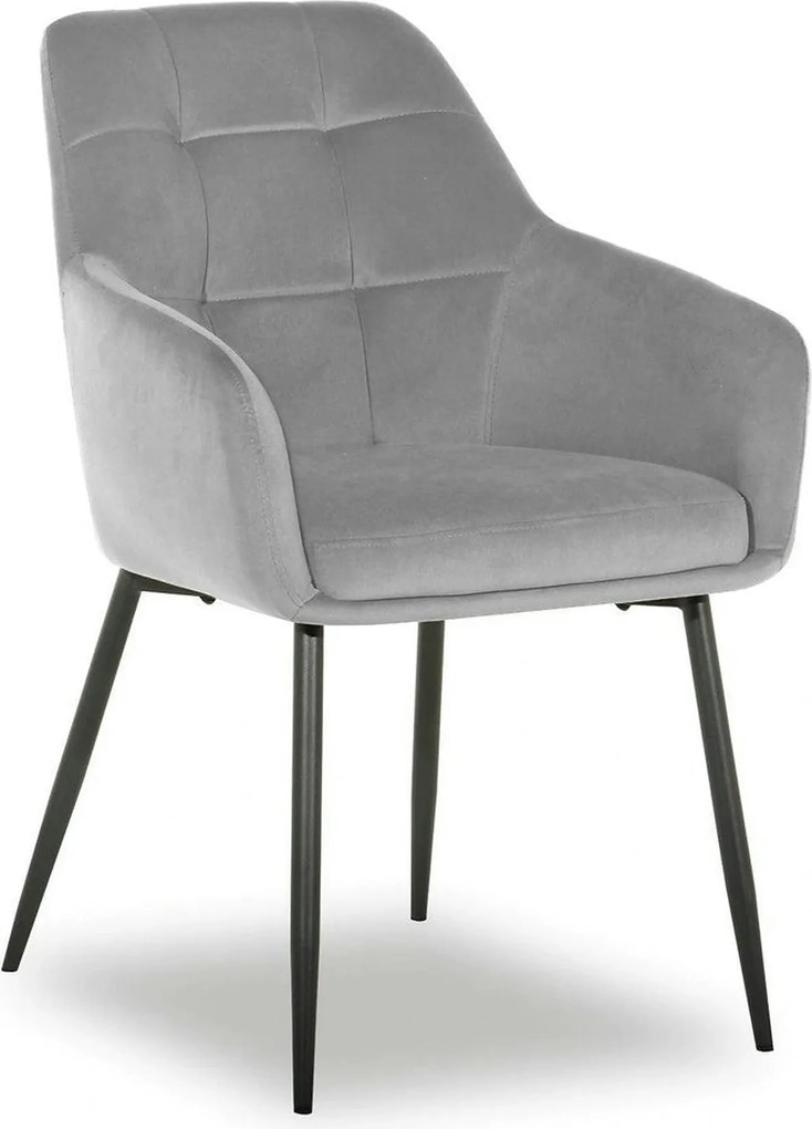Scaun UGO NEW, gri deschis/negru, stofa catifelata/metal, 58x62x85 cm