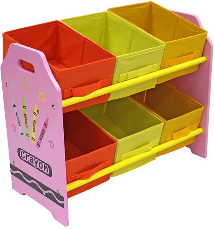 Style - Organizator jucarii cu cadru din lemn Pink Crayon