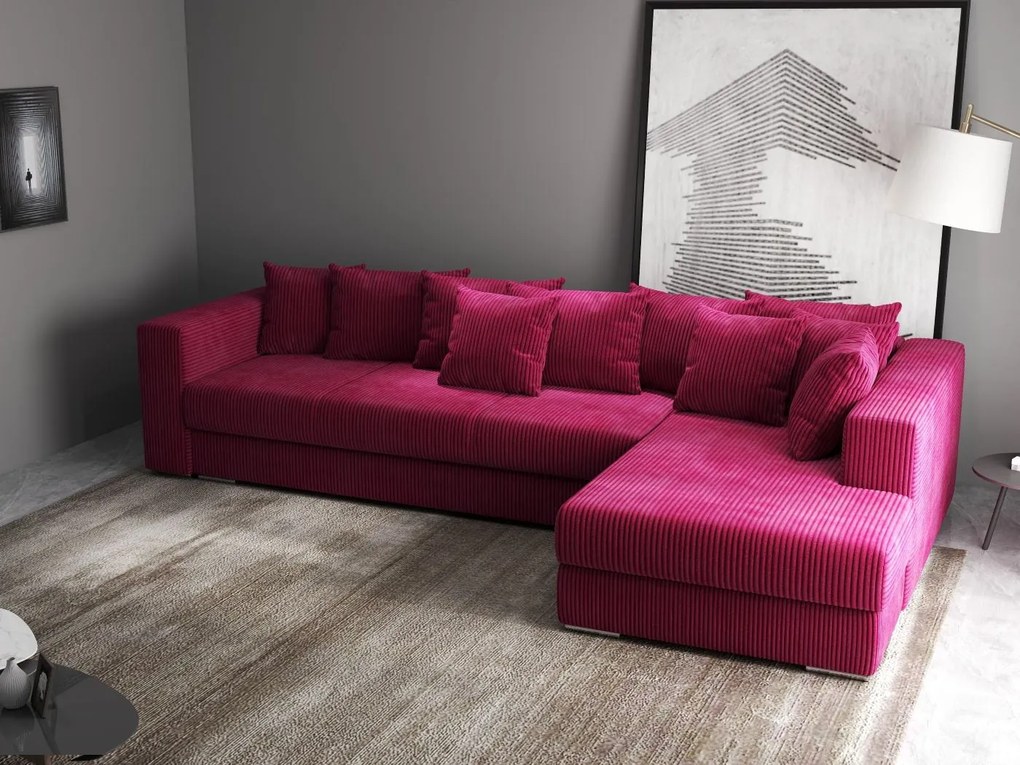 Colțar extensibil dumonde cu ladă de depozitare si sezut confortabil din spuma high-density, Gloria Zoom Red II 320x183 cm