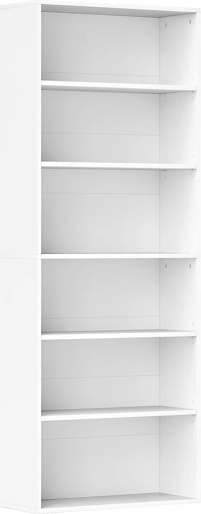 HOMCOM Bibliotecă raft de depozitare 6 niveluri cu polițe reglabile pentru living, dormitor, birou, 60x24x158,5cm, alb | Aosom Romania