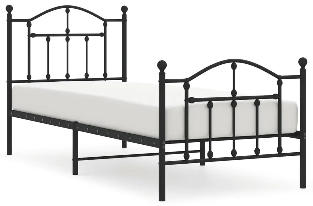 353448 vidaXL Cadru pat metalic cu tăblii de cap/picioare, negru, 80x200 cm