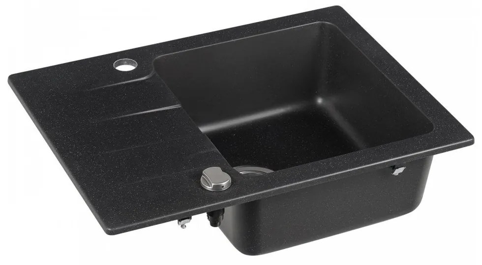 Chiuvetă din granit Coast 25 cu o cuvă, tip picurare, neagră