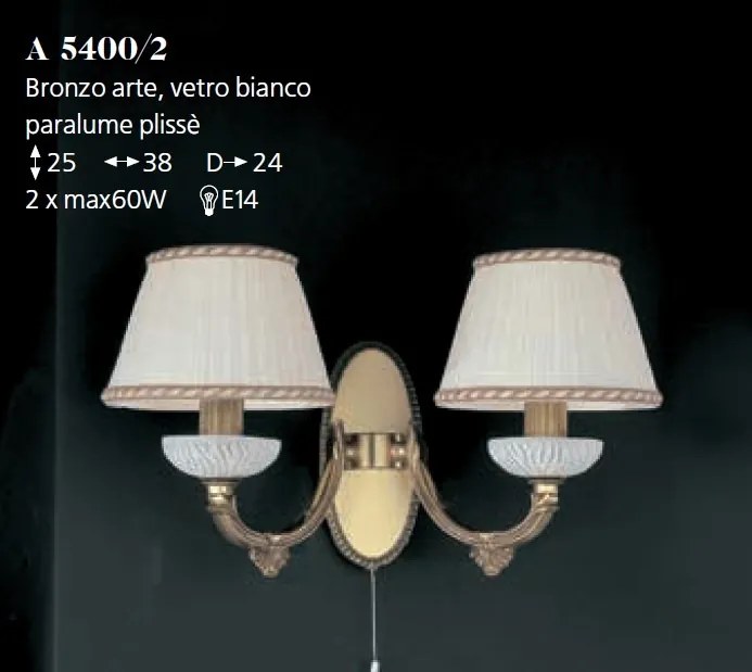Aplica de perete din alama 2 brate design italian 5400