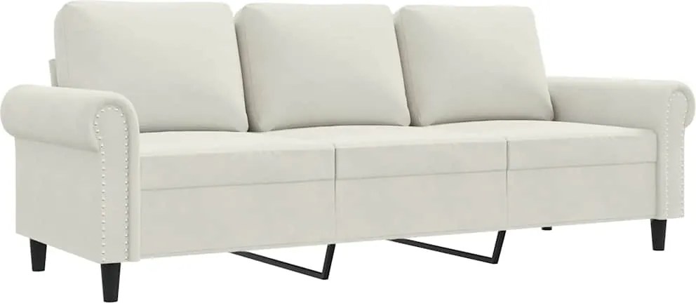 vidaXL Canapea cu 3 locuri, crem, 180 cm, catifea