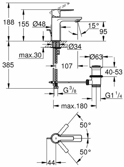 Baterie lavoar Grohe Lineare marimea XS crom lucios