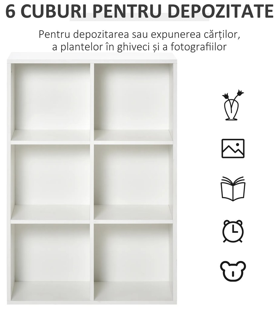 HOMCOM Mobile Libreria a 6 Cubi Moderno a Parete in Legno Bianco | Aosom Romania