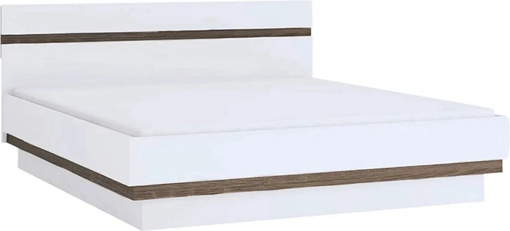 Cadru pat LYNATET TYP 91, 140x200, alb lucios/stejar inchis, PAL lamin