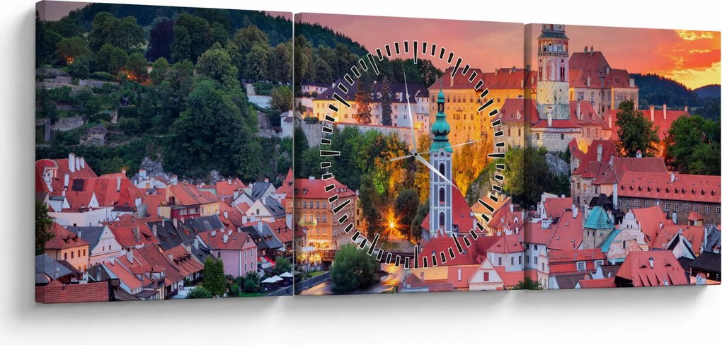 Tablou - Český Krumlov (cu ceas) (90x30 cm)