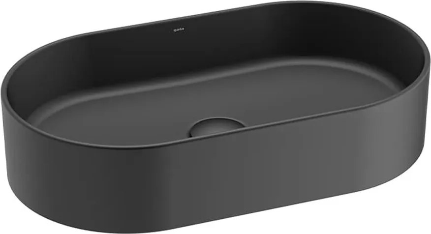 Lavoar pe blat Gala Kemet finisaj negru mat 53x31 cm ovala cu ventil Click-Clack