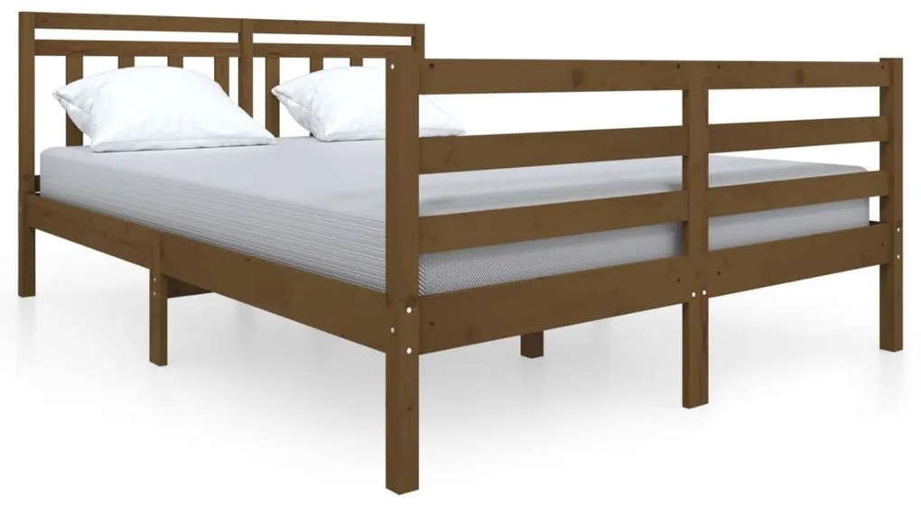 3100637 vidaXL Cadru de pat, maro miere, 140x190 cm, lemn masiv