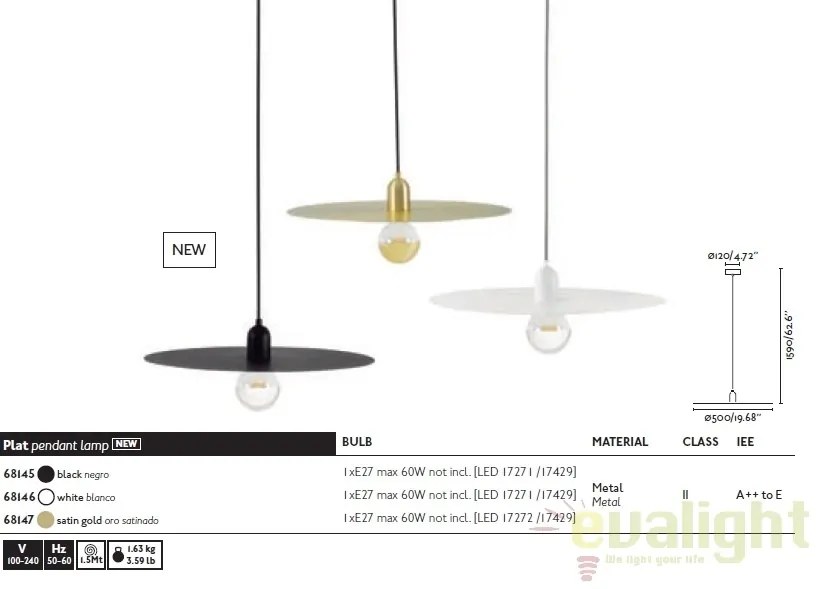 Pendul design modern minimalist PLAT alb 68146