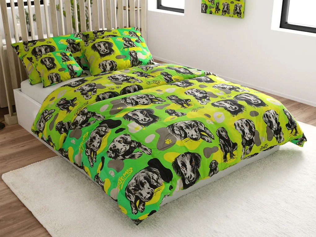 Lenjerie de pat din bumbac ARTEMIS verde Dimensiune lenjerie de pat: 70 x 90 cm | 140 x 200 cm