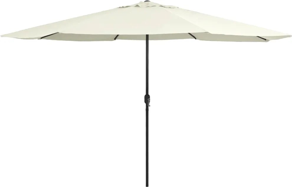 vidaXL Umbrelă de soare de grădină, stâlp metalic, alb nisipiu 390 cm