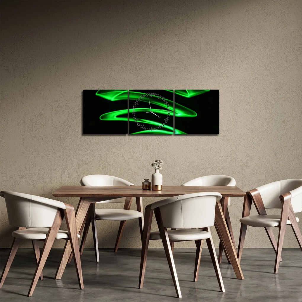 Tablou - valuri neon (cu ceas) (90x30 cm)