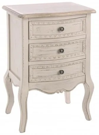 Noptiera din lemn de Paulownia si MDF, cu 3 sertare Clarisse Ivoir, l48xA35xH69 cm