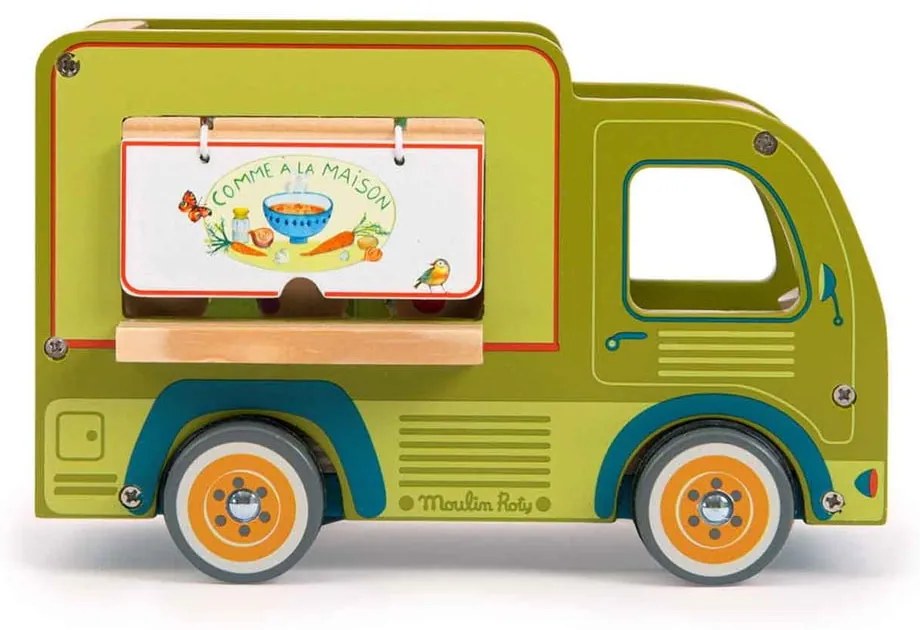 Mașinuță din lemn La Grande Famille Food Truck – Moulin Roty