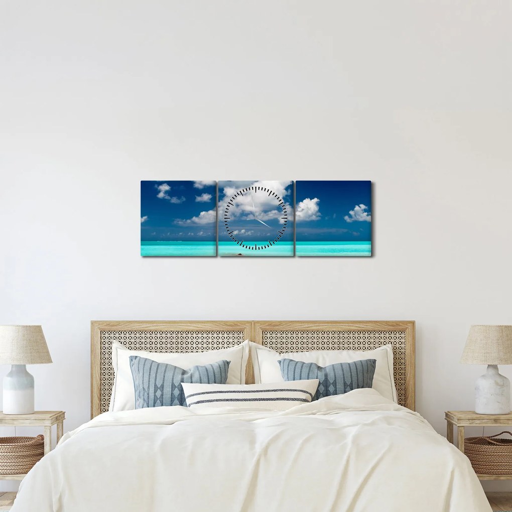 Tablou - Plaja tropică (cu ceas) (90x30 cm)
