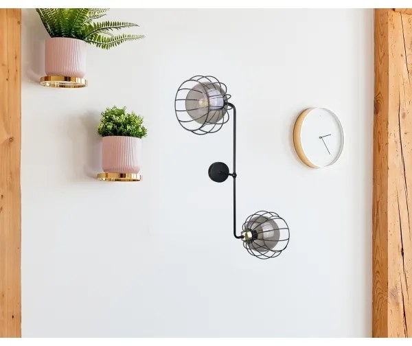 Aplică SOLO BLACK 2xE27/60W/230V neagră/aurie