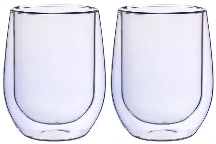 Set 2 pahare Arlen, pereti dubli, albatru, 300 ml, 8,5x9.5 cm