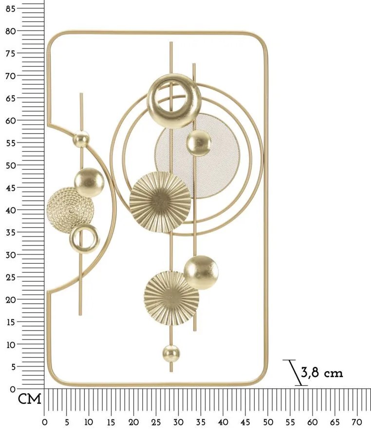 Decoratiune de perete aurie din metal, 50 x 3,8 x 80 cm, Goldy Mauro Ferreti