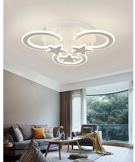 Lustra LED cu Telecomanda, 3 Tipuri De Lumina, Intensitate Reglabila, 120W, Alb
