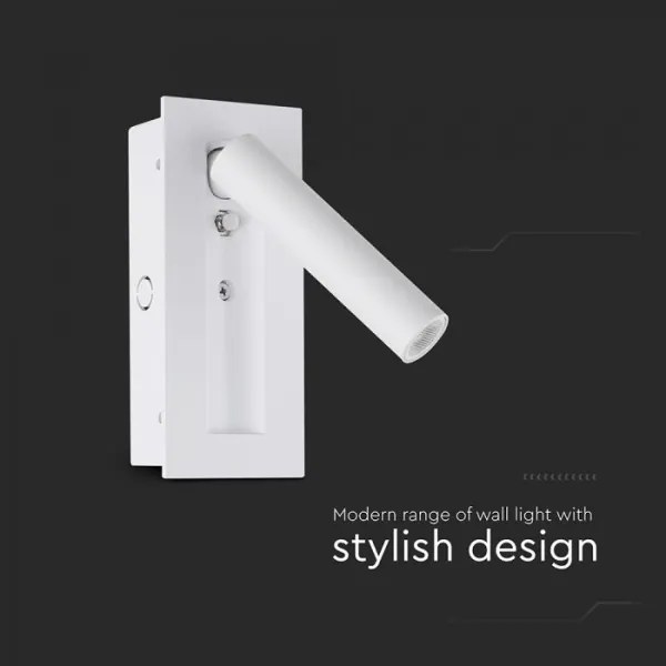 Aplica de perete tip spot LED, 2W, 230V, 3000K, alb