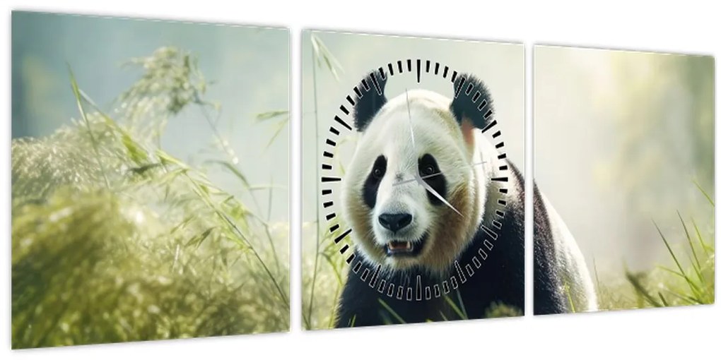 Tablou - Panda (cu ceas) (90x30 cm)