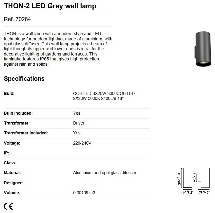 Aplica LED exterior iluminat arhitectural IP65 THON-2
