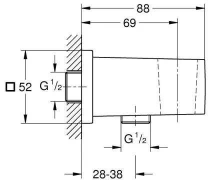 GROHE 26370000 - Cot de perete EUPHORIA CUBE DN 15, crom lucios