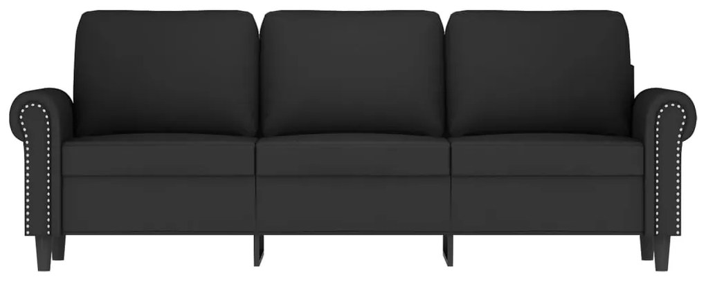 Canapea cu 3 locuri, Negru, 180 cm, catifea Negru, 212 x 77 x 80 cm