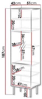 Vitrină Azanat 51 (Nuc warmia + Negru) . 1106292