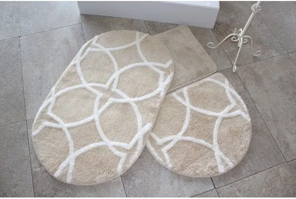 Set 3 covorașe de baie Confetti Bathmats Bonne, maro