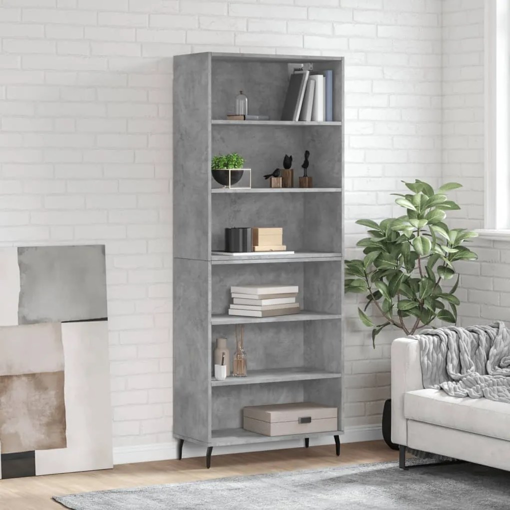 vidaXL Dulap înalt, gri beton, 69,5x32,5x180 cm, lemn compozit