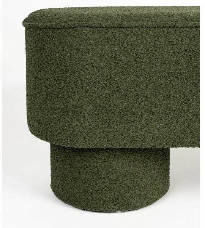 Bancă verde cu tapițerie din țesătură bouclé Marcos – White Label