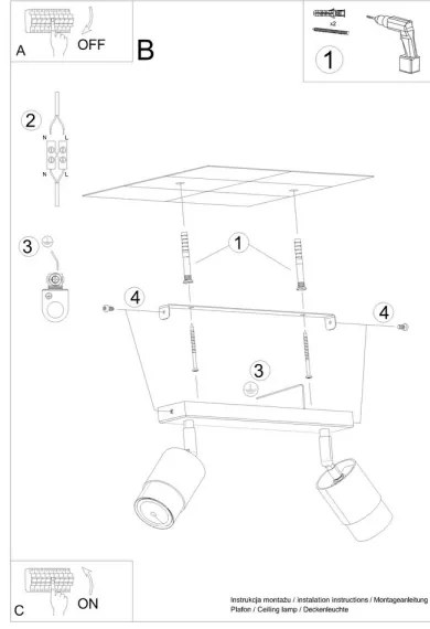 Spot NERO 2xGU10/40W/230V negru/auriu Sollux SL.1070