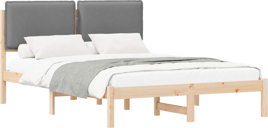 vidaXL Cadru de pat cu tăblie tapițată Gri deschis 120 x 190 cm