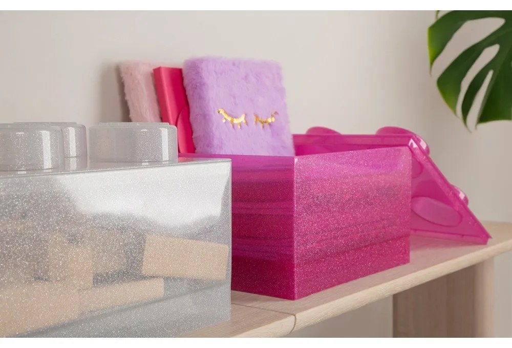 Cutie de depozitare pentru copii roz din plastic 25x25x18 cm – LEGO®