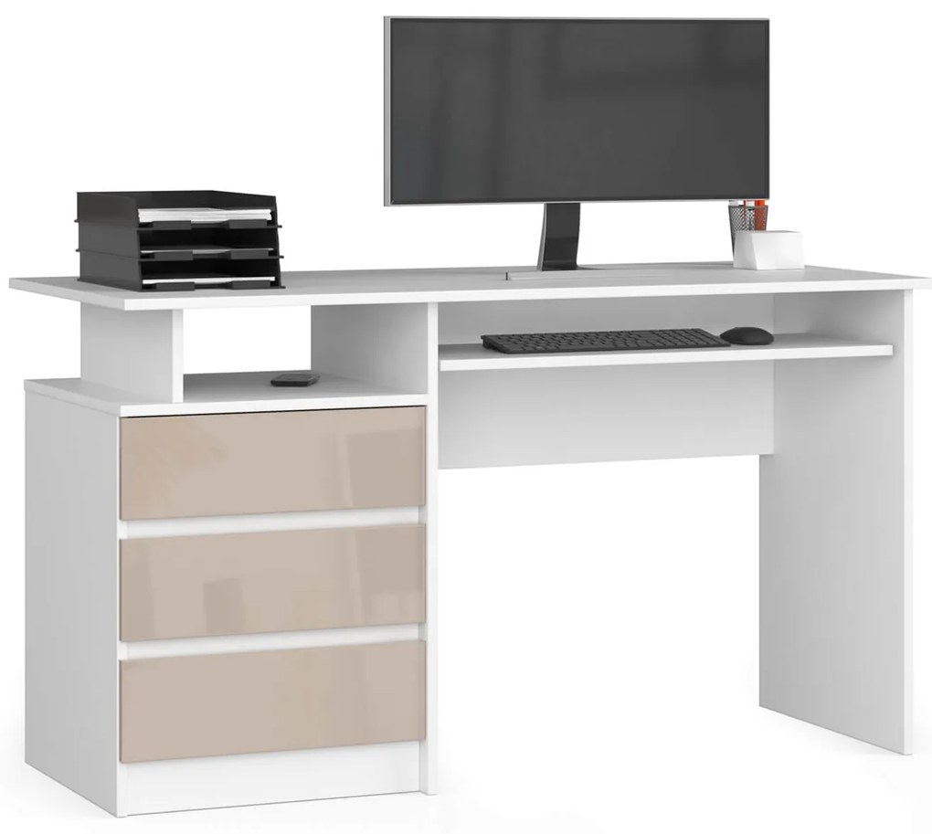 Masă PC Bronte (Alb + Cappuccino lucios). 1068813