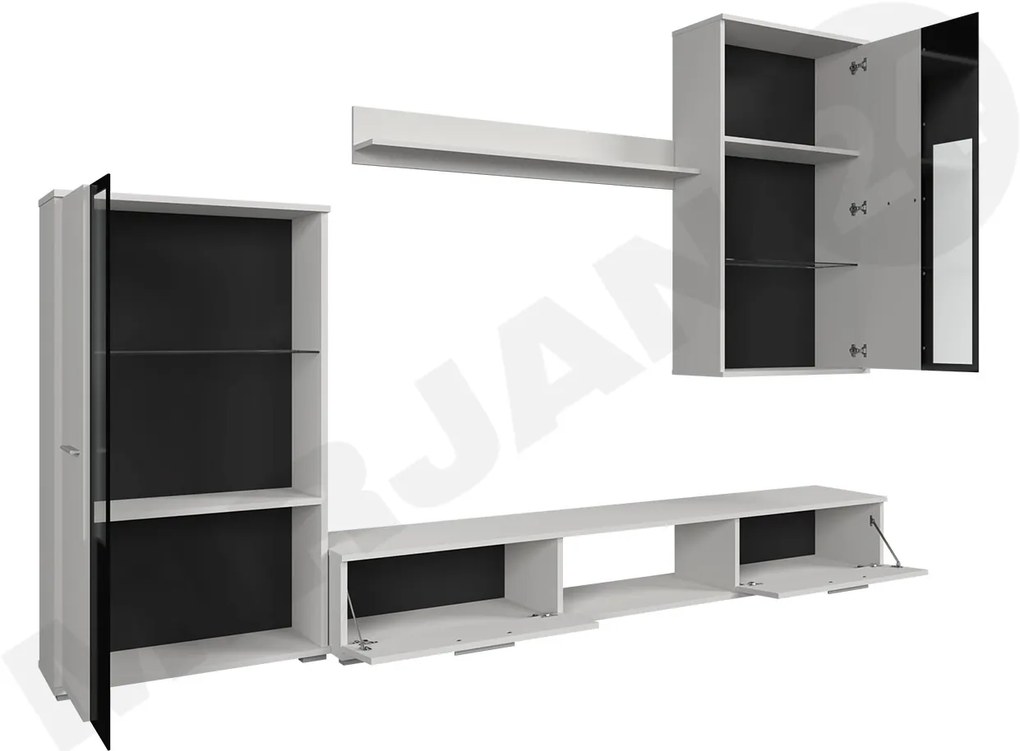 Mobilier living Fletcher (stejar artisan + Alb) (fără iluminat). 1059023