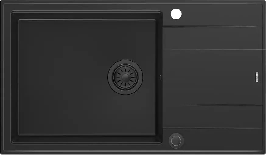 Chiuveta compozit incastrata Quadron Unique Evan 136 XL negru carbon 86x50 cm