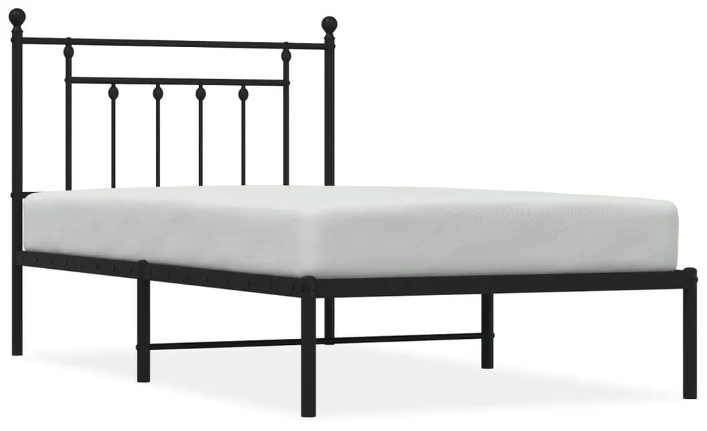 353531 vidaXL Cadru de pat metalic cu tăblie, negru, 100x190 cm