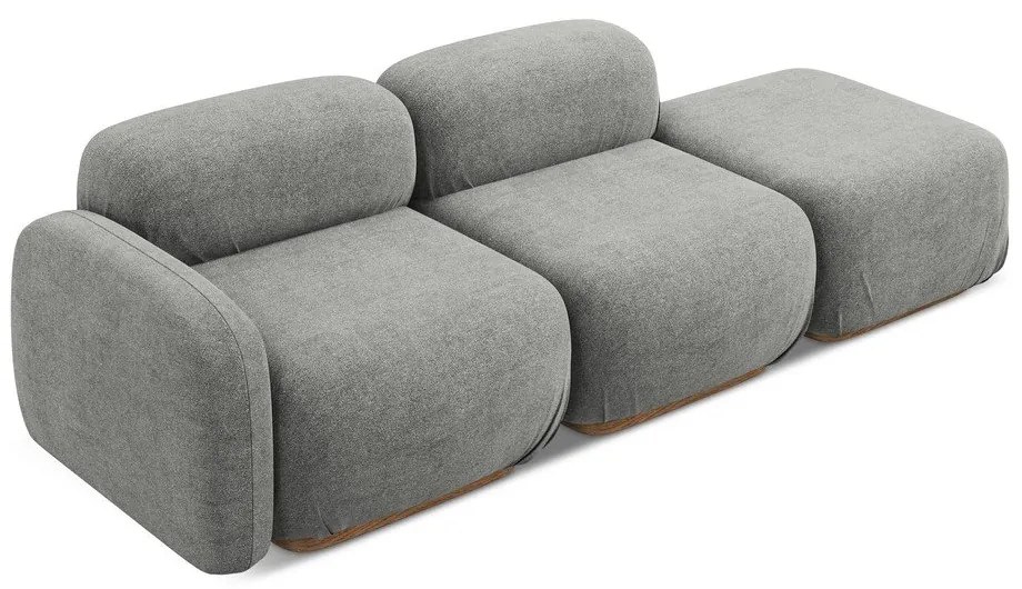 Șezlong modular gri cu tapițerie din țesătură bouclé (cu colț pe partea dreaptă) Ailani – Makamii