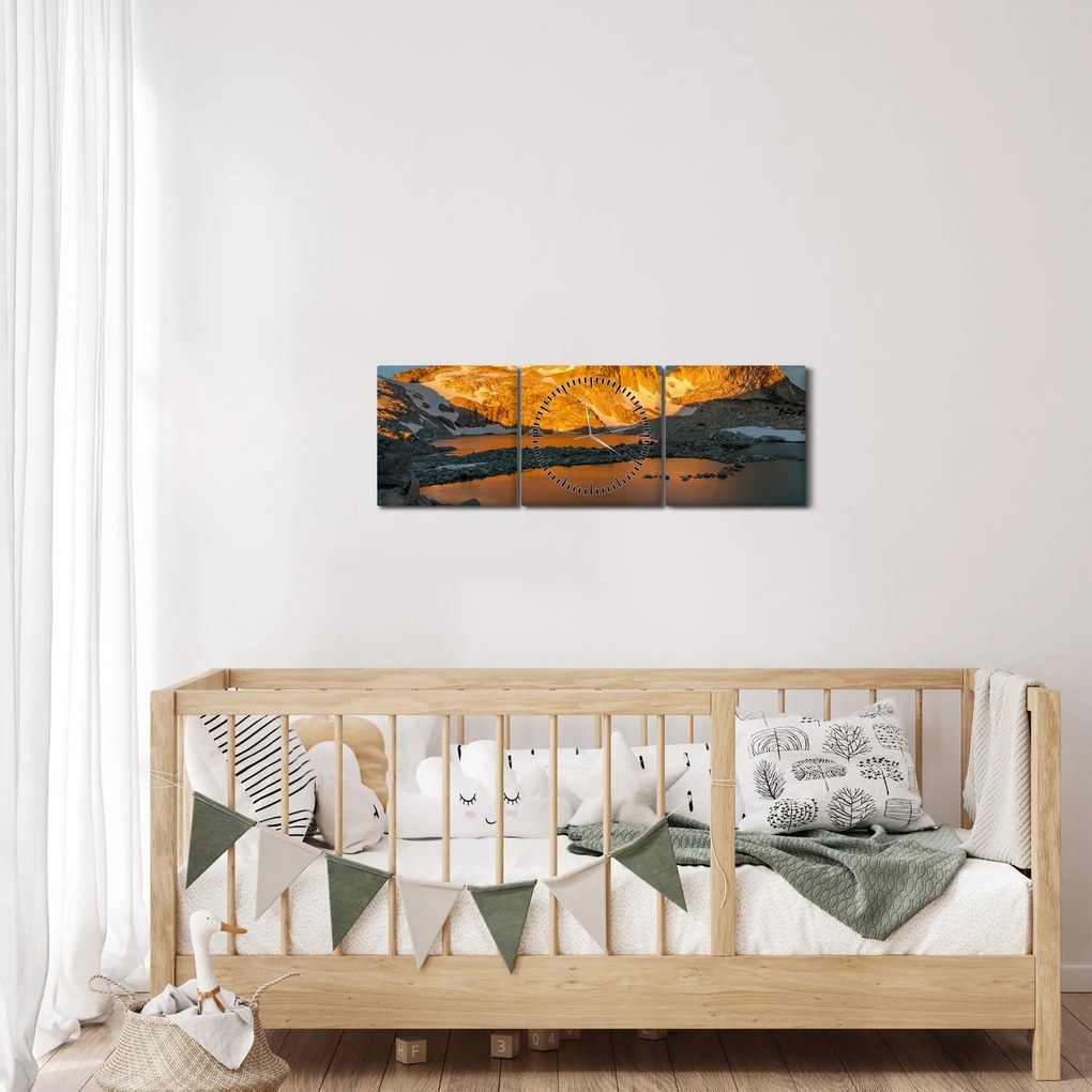 Tablou cu peisaj montan (cu ceas) (90x30 cm)