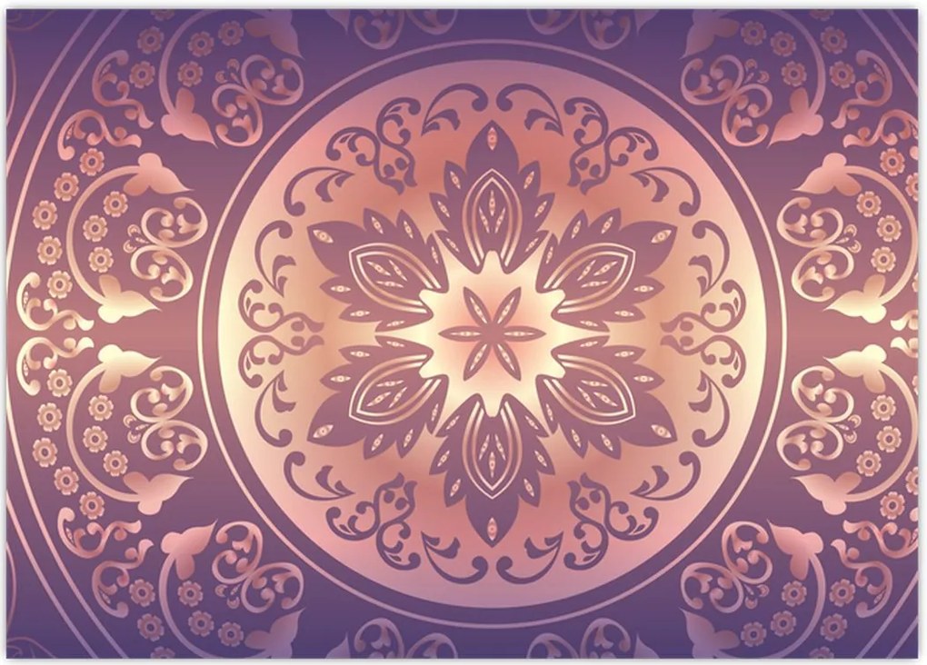 Tablou pe sticlă - Mandala pe gradient violet (70x50 cm)