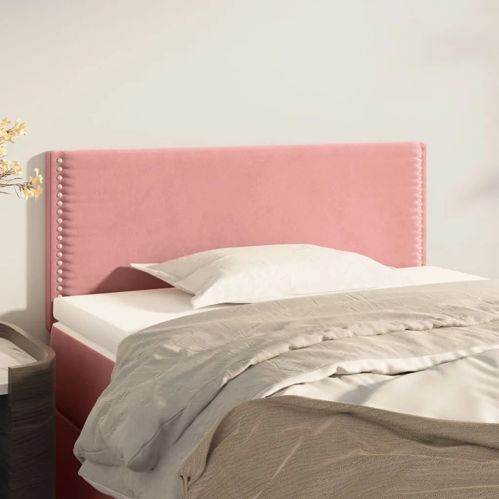 345923 vidaXL Tăblie de pat, roz, 90x5x78/88 cm, catifea